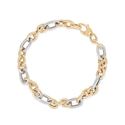 Kajal Naina Women's Gold / White Double Tone Chunky Chain Bracelet In Multi