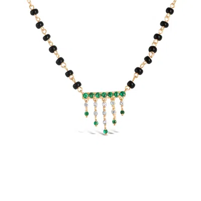 Kajal Naina Women's Green / Gold Sanu Jharana Mangalsutra - Emerald In Multi