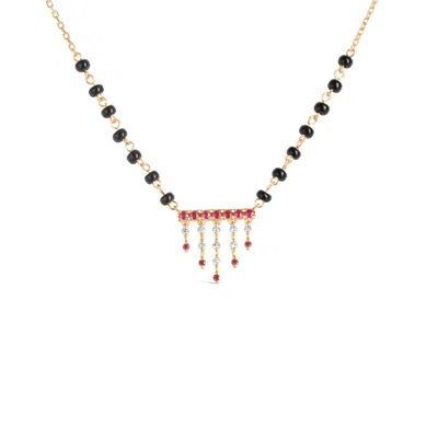 Kajal Naina Women's Red / Black Sanu Jharana Mangalsutra - Ruby With Black Beads In Multi