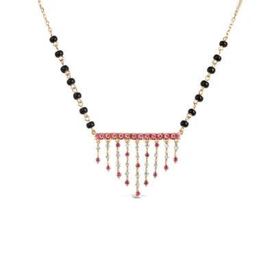 Kajal Naina Women's Red / Gold Jharana Ruby & Diamond Mangalsutra In Multi