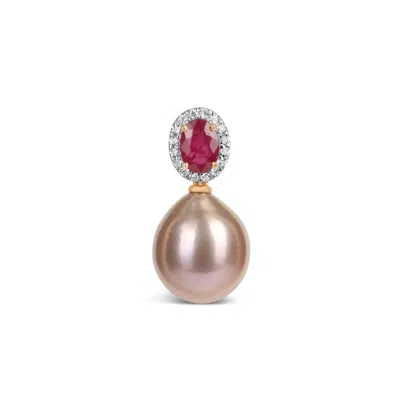Kajal Naina Women's Red Kelly Ruby Edison Pearl Pendant