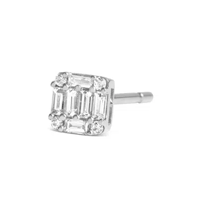 Kajal Naina Women's White Diamond Square Single Stud