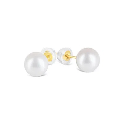 Kajal Naina Women's White / Gold Freshwater White Pearl Ear Studs In Multi