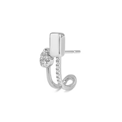 Kajal Naina Women's White Luna Double Diamond Single Earring