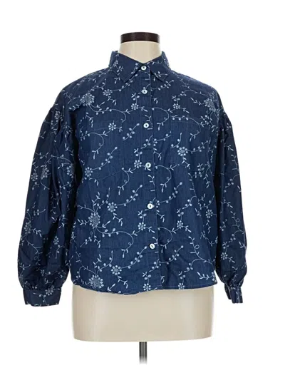 Pre-owned Kaktus 3/4 Sleeve Blouse In Blue