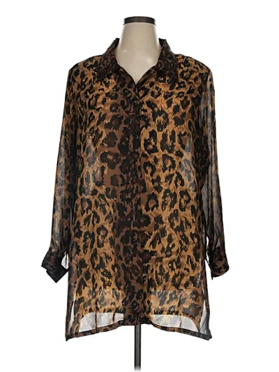 Pre-owned Kaktus 3/4 Sleeve Blouse In Brown