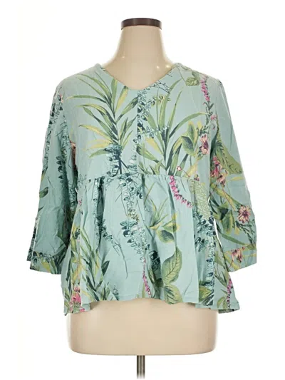 Pre-owned Kaktus 3/4 Sleeve Blouse In Green