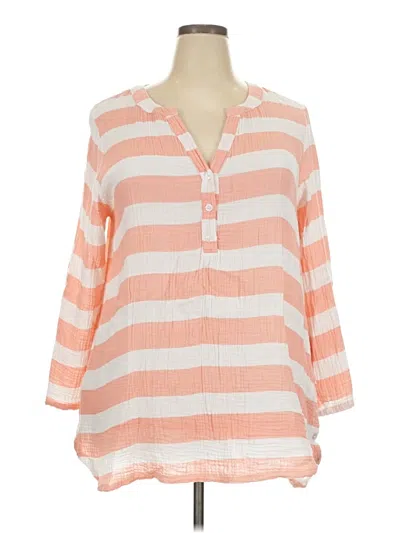 Pre-owned Kaktus 3/4 Sleeve Blouse In Orange