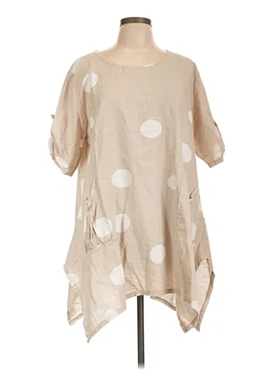 Pre-owned Kaktus 3/4 Sleeve Top Tan Square Neckline Tops