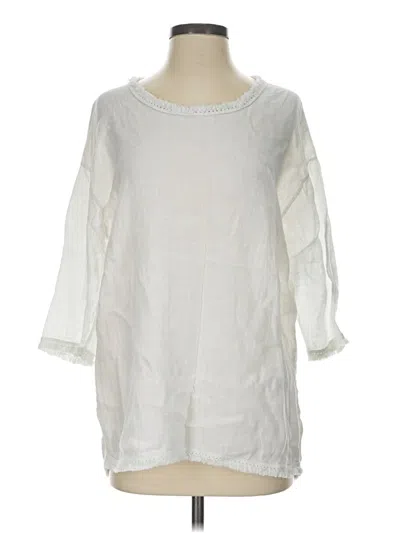 Pre-owned Kaktus 3/4 Sleeve Top White Boatneck Tops