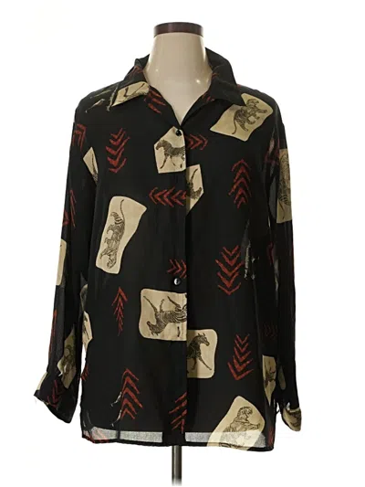 Pre-owned Kaktus Long Sleeve Blouse In Black