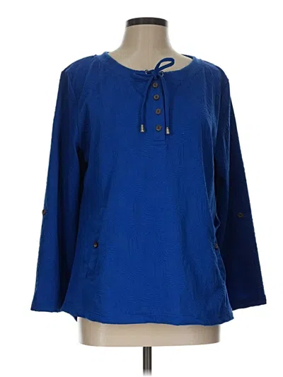 Pre-owned Kaktus Long Sleeve Blouse In Blue