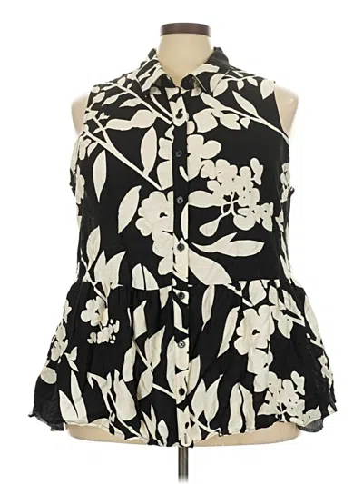 Pre-owned Kaktus Short Sleeve Blouse In Black