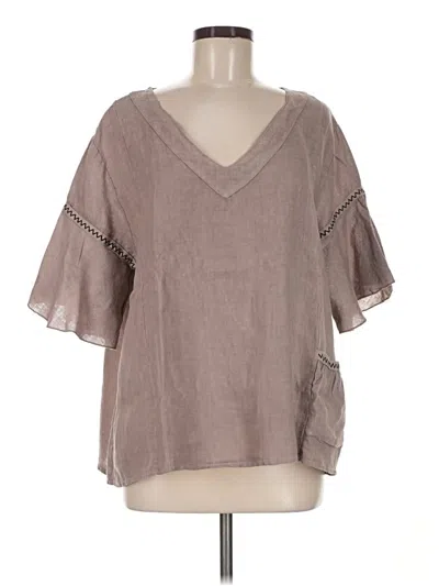 Pre-owned Kaktus Short Sleeve Blouse In Brown