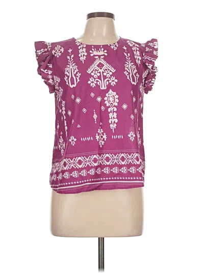 Pre-owned Kaktus Short Sleeve Blouse In Purple