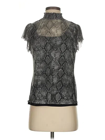 Pre-owned Kaktus Short Sleeve Top Black Mock Neckline Tops