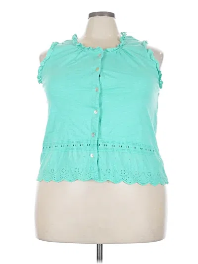 Pre-owned Kaktus Sleeveless Button Down Shirt In Teal