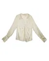 Kaktus Women's Front Tie Dress Shirt In Cream In White