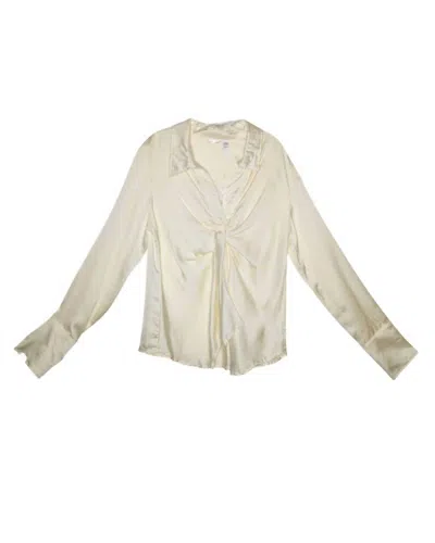 Kaktus Women's Front Tie Dress Shirt In Cream In White