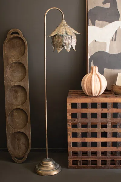 Kalalou Antique Brass Tulip Floor Lamp