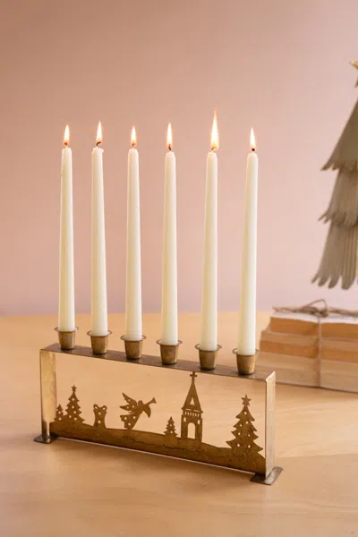 Kalalou Antique Gold Table Top Christmas Taper Candelabra