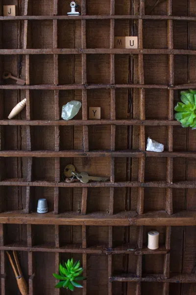 Kalalou Antique Wooden Printers Tray