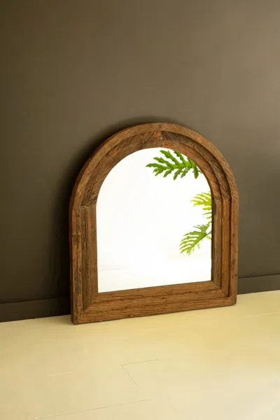 Kalalou Arched Top Recycled Wood Framed Wall Mirror