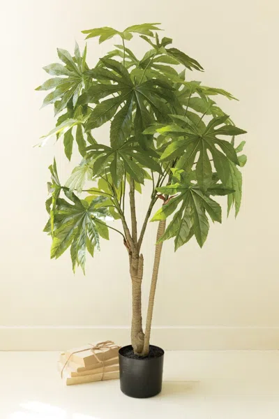 Kalalou Artificial 4' Japanese Aralia In Plastic Pot In Green