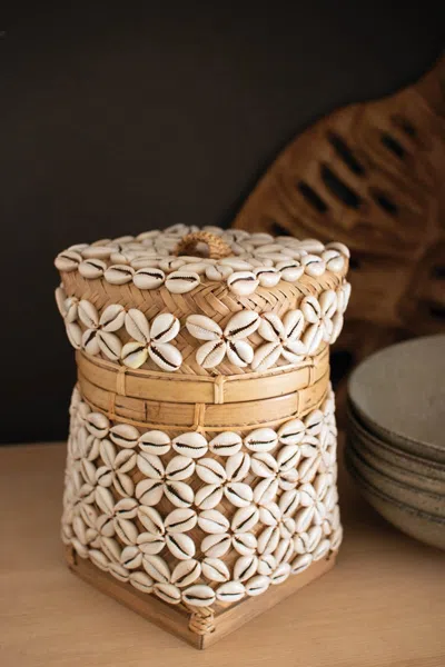 Kalalou Bamboo Box With Shell Detail