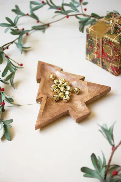 Kalalou Carved Wooden Christmas Tree Platter