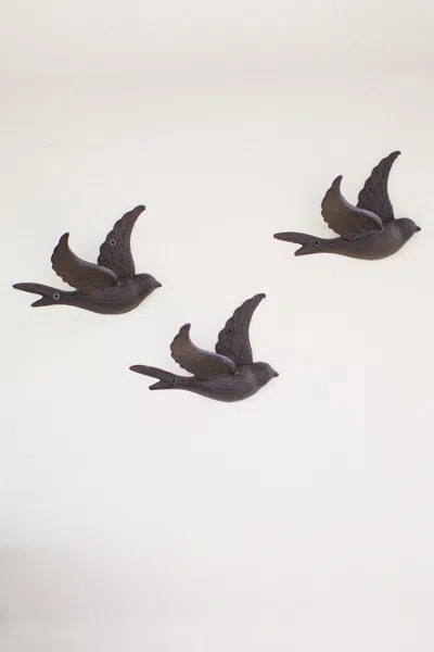 Kalalou Cast Iron Flying Bird Wall Hook In Gray