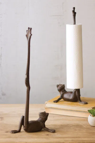 Kalalou Cast Iron Frog Paper Towel Holder