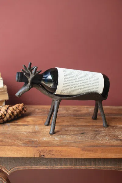 Kalalou Cast Iron Reindeer Wine Bottle Holder