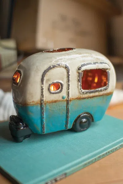 Kalalou Ceramic Camper Lamp In Blue