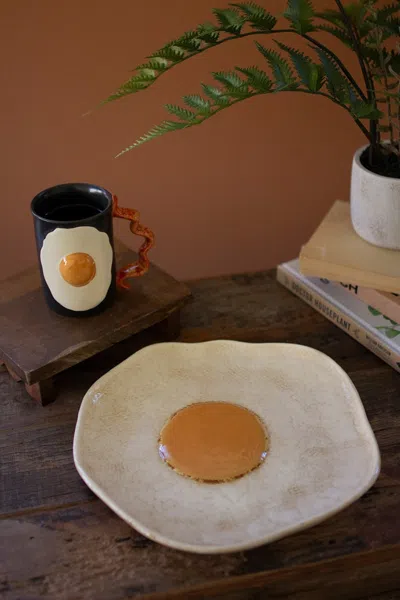Kalalou Ceramic Fried Egg Platter In Multi
