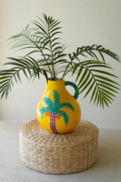 Kalalou Ceramic Palm Tree Vase With Handle