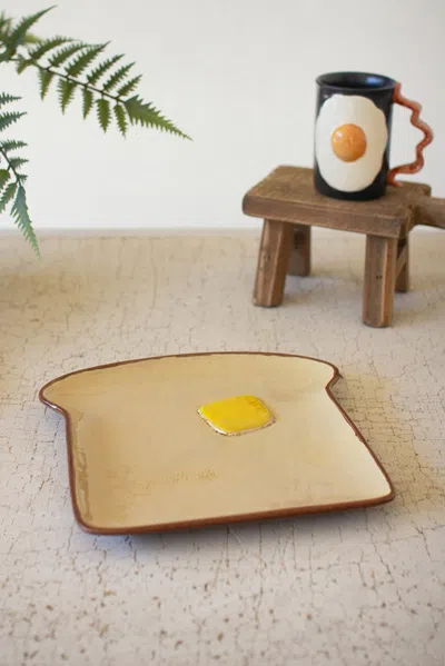Kalalou Ceramic Toast Platter In Neutral