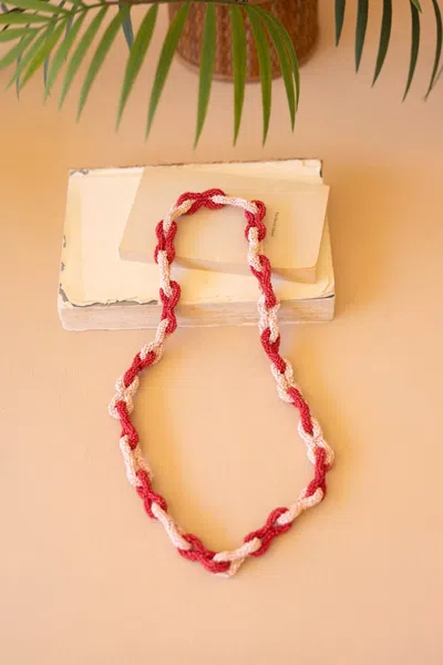 Kalalou Cumin And Saffron Seed Beaded Chain Necklace In Multi