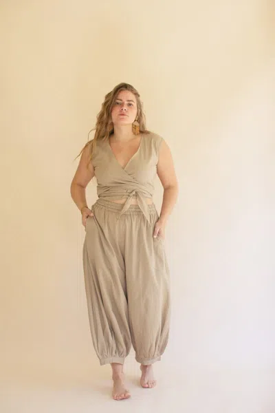 Kalalou Drawstring Balloon Pant In White