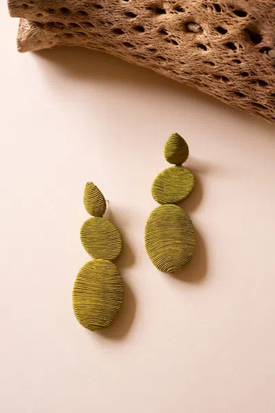 Kalalou Fabric Wrapped Chartreuse Earrings In Multi