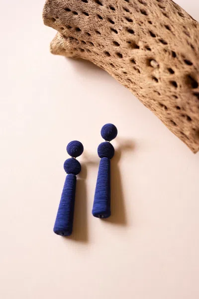 Kalalou Fabric Wrapped Cobalt Earrings In Blue