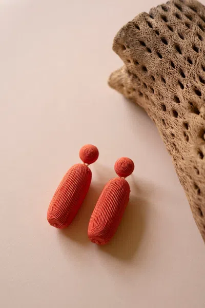 Kalalou Fabric-wrapped Earrings - Coral In Pink