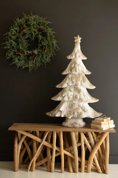 Kalalou Faux Concrete Christmas Tree 39"t In Multi
