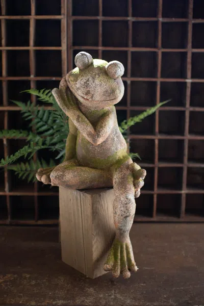 Kalalou Faux Concrete Frog - Large