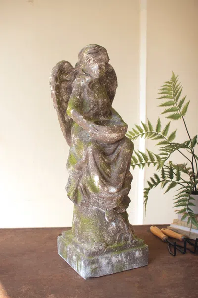 Kalalou Faux Concrete Garden Angel In Neutral
