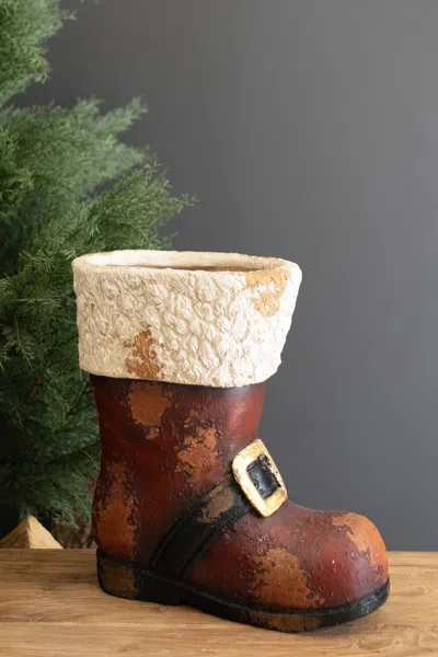 Kalalou Faux Concrete Santa Boot In Brown