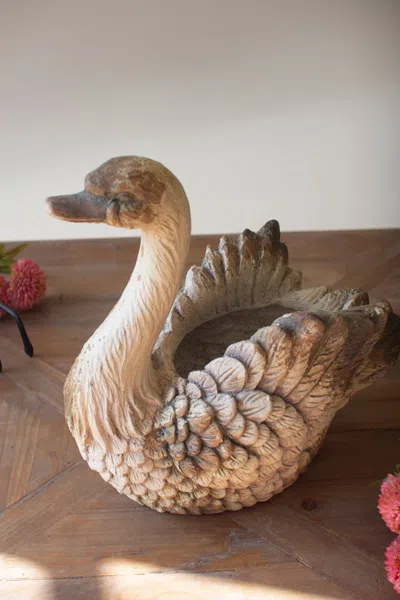 Kalalou Faux Concrete Swan Planter