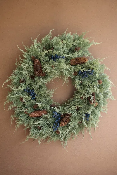 Kalalou Faux Fir Christmas Wreath With Berries In Green