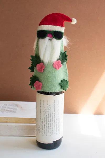Kalalou Felt Bottle Topper Cool Santa