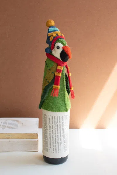 Kalalou Felt Bottle Topper Parrot